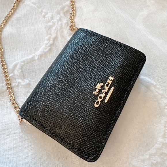 NWT Coach Mini Wallet On A Chain Black - Picture 11 of 12